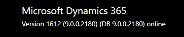 Microsoft Dynamics 365 Version 1612 (9.0.0.2180) (DB 9.0.0.2180) online